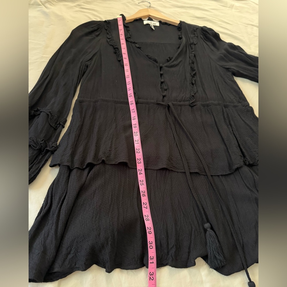 Black Ruffled Drawstring Waist Women's Top/Tunic - Picture 9 of 14